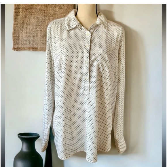 Merona White Polka Dot Blouse Size XXL Juniors - Picture 5 of 12